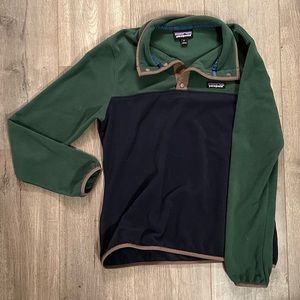 Two-toned Green Patagonia Micro D Snap T Fleece Pullover